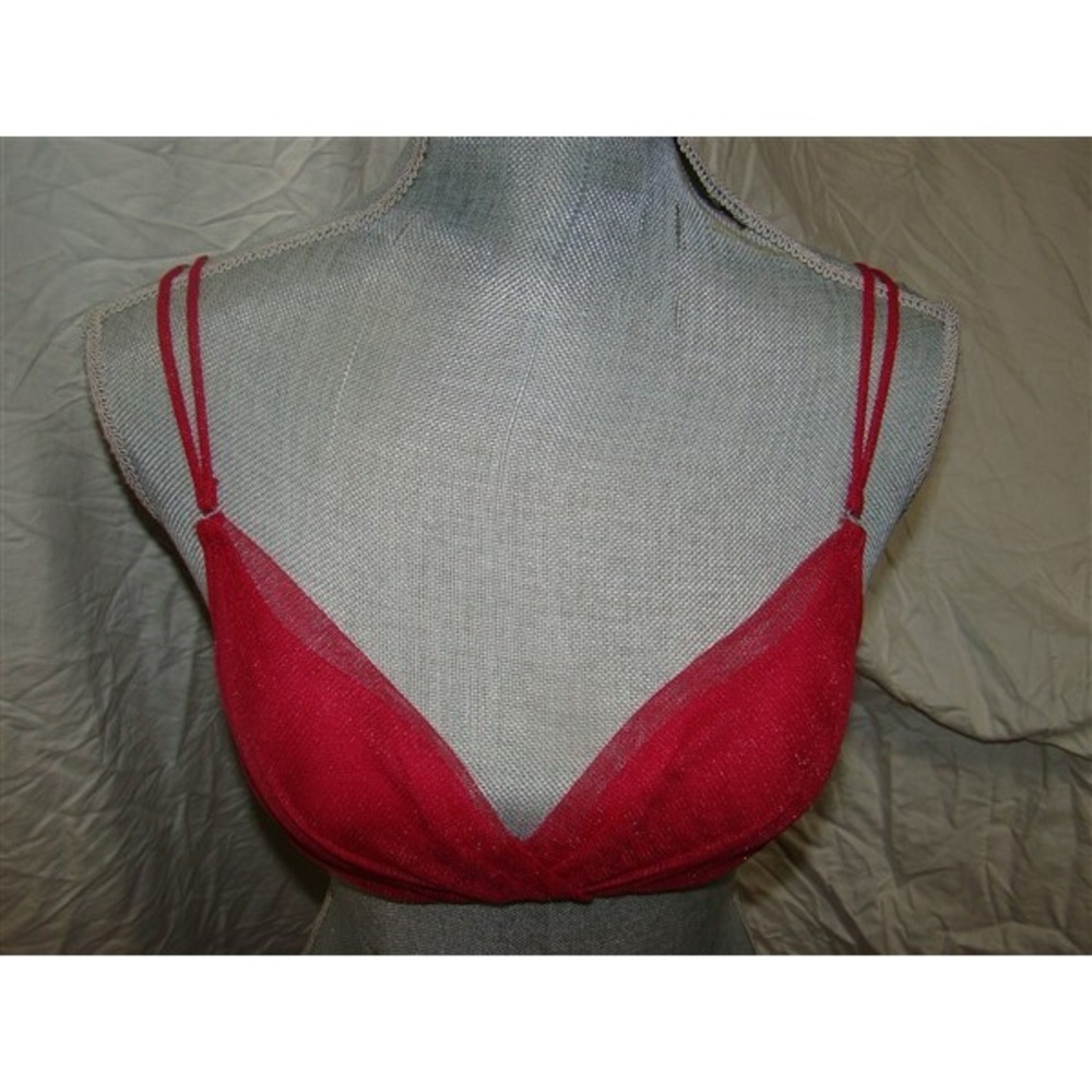 NWT OnGossamer 32C Twilight Demi Bra G3105 Garnet Red Glitter 123750
